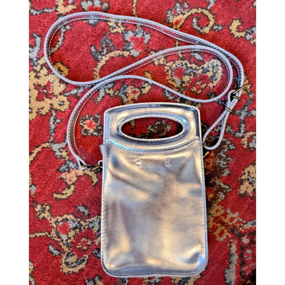 Madewell $88 Toggle Phone Bag in Specchio Leather Silver NM959